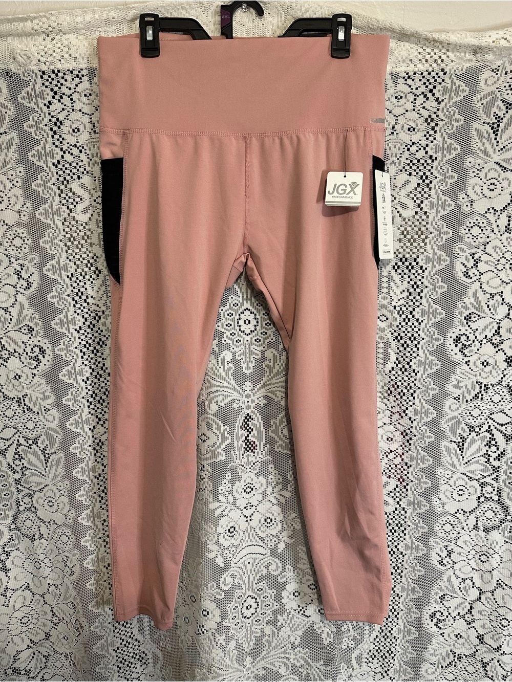 JGX High-Waist Pink Leggings with Side Pockets